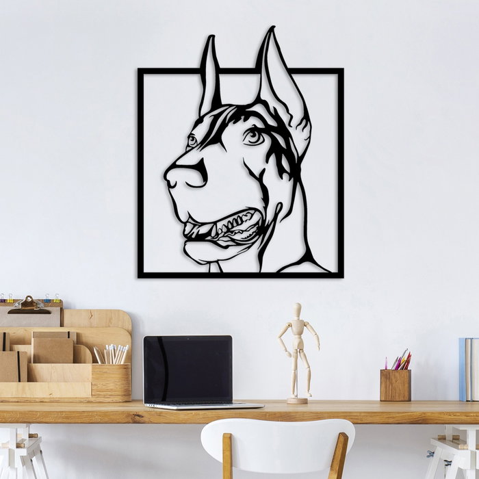 Wallity Doberman Escultura de pared de metal negra